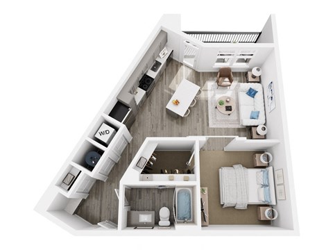 Floor plan for 1 bed, 1 bath, 693 sqft
